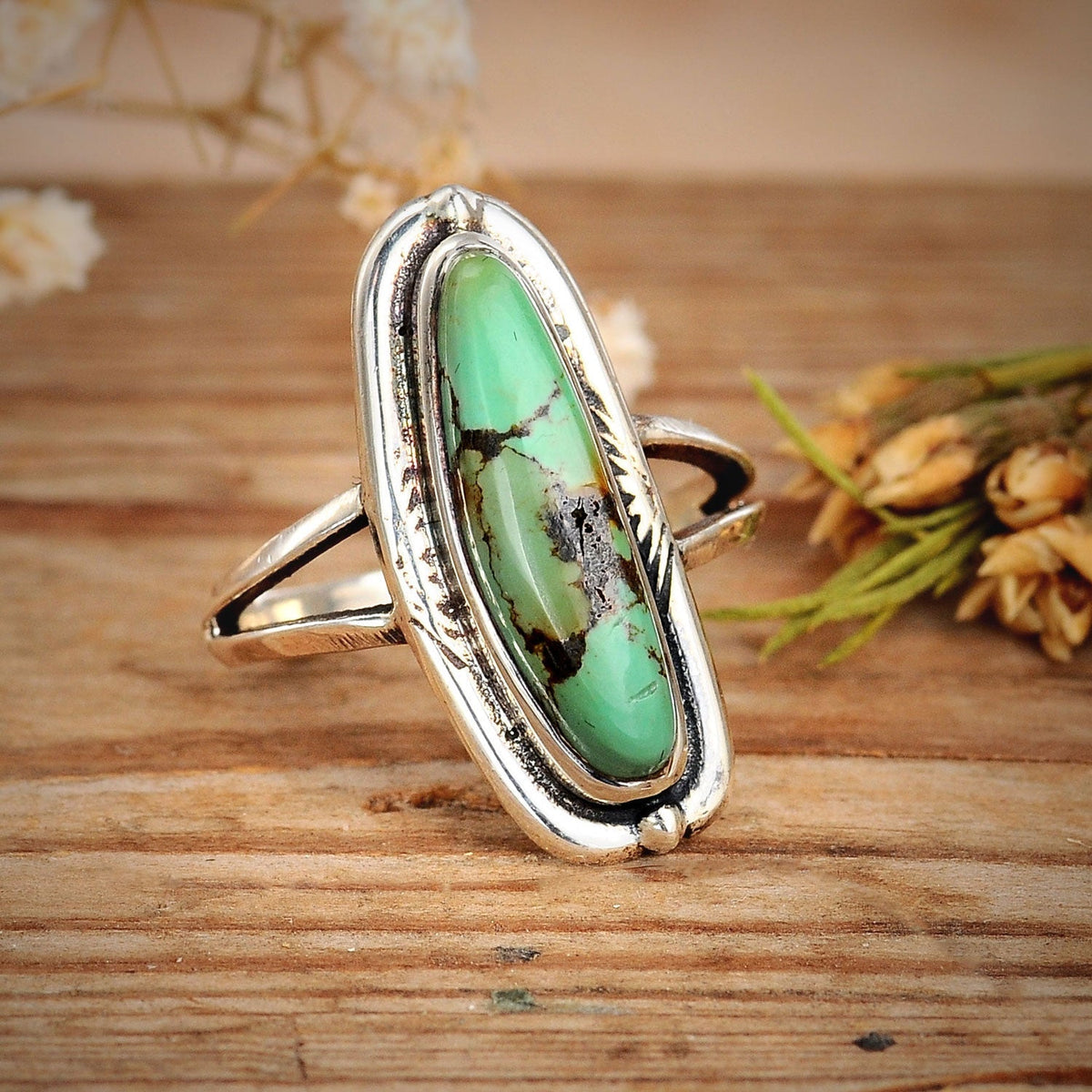 Sterling zilveren ring met authentiek turkoois in southwestern stijl