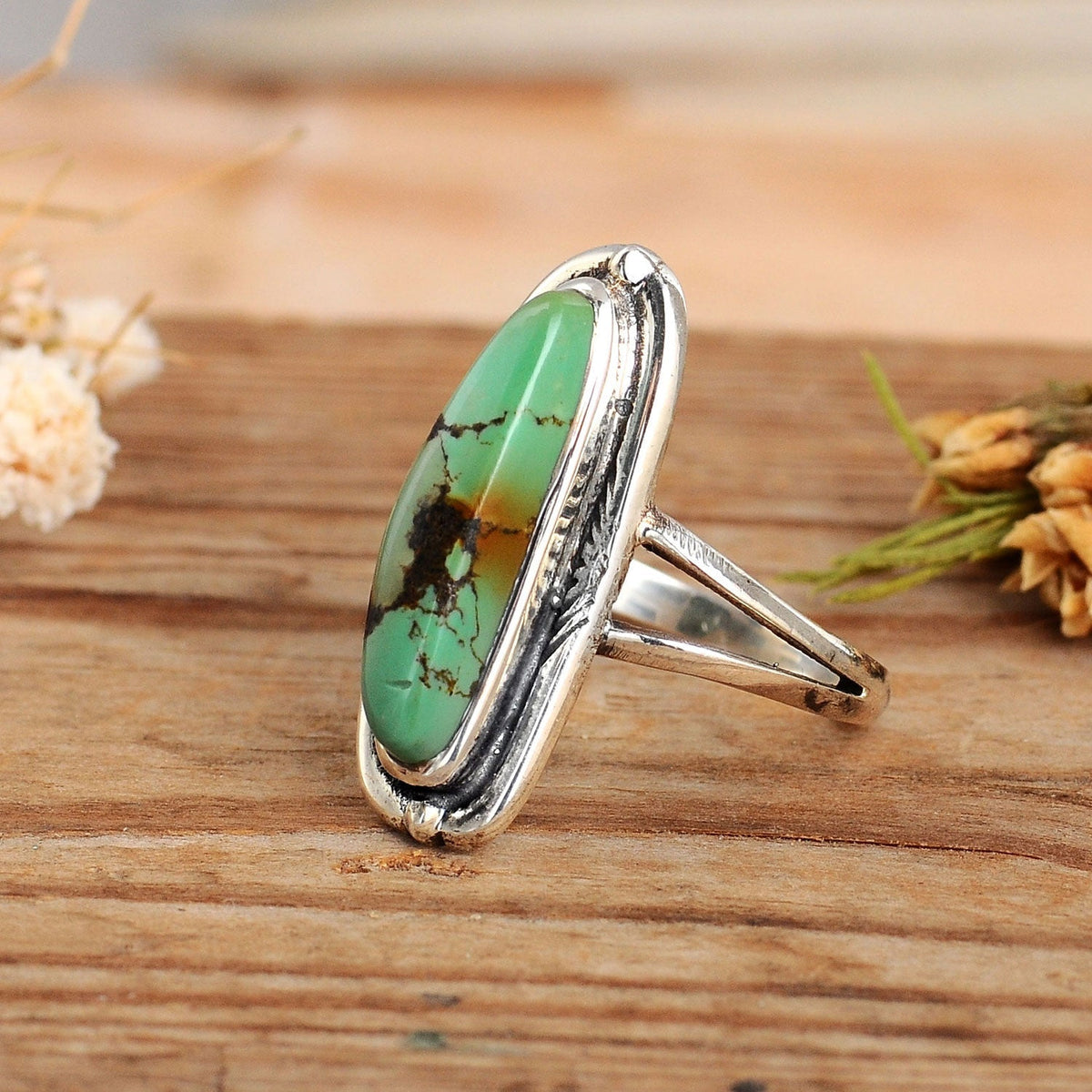 Sterling zilveren ring met authentiek turkoois in southwestern stijl