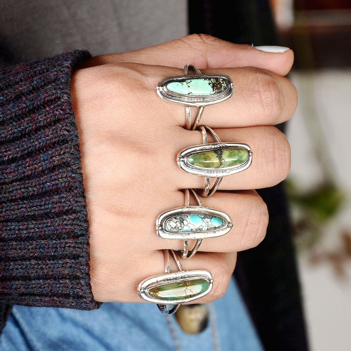Sterling zilveren ring met authentiek turkoois in southwestern stijl