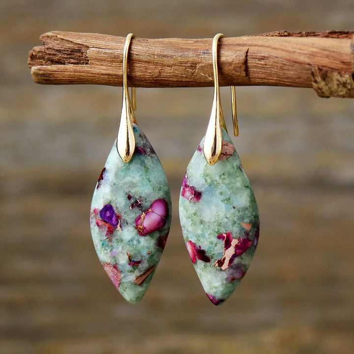 Natural Stone Fuchsite Jasper Drop Earrings
